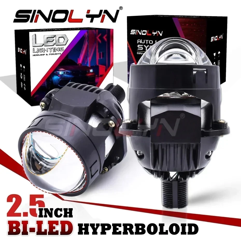 Sinolyn 2,5 pulgadas 6000K hiperboloide Bi LED proyector lentes para faros H7 H4 H1 9005 9006 Angel Eyes faro accesorios de coche lupas para faros