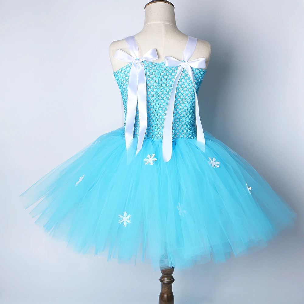 Princess Elsa Dresses for Girls Christmas Carnival Costumes Kids Snow Queen Xmas Ballet Tutus Outfit with Crown Snowflake Stick