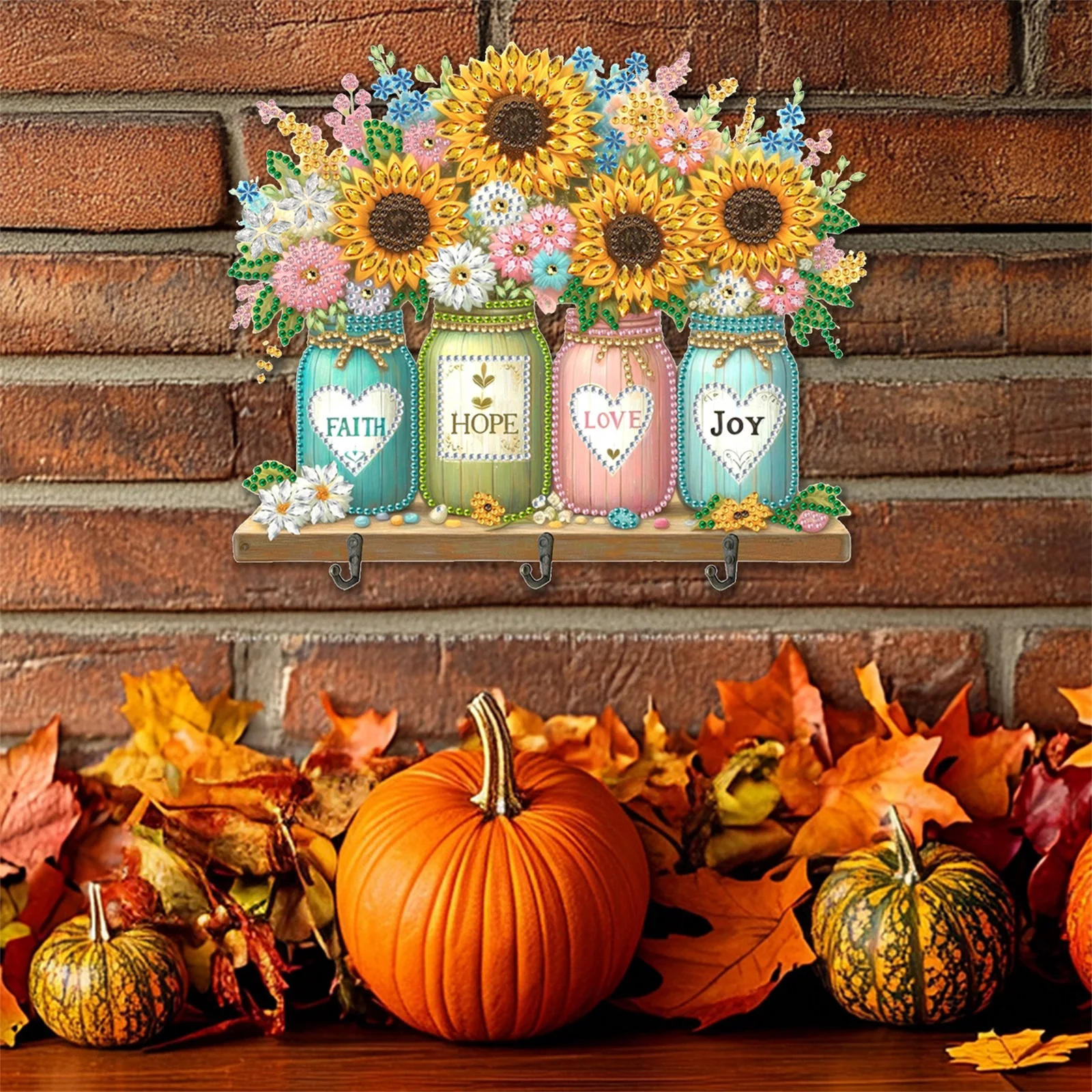 

Деревянные настенные крючки для алмазной мозаики с 3 крючками, без сверления, для картин и одежды, DIY