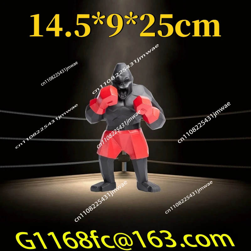 Boxing King Kong Sculpture Gorilla Animal Living Room Decoration Geometric Modern Sport Monkey Statue Birthday Art Crafts Gift