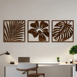 

Modern Minimalist Hollow Carved Wooden Wall Art Leaf Floral Design Hanging Panel Bedroom Background Decoration For Home Decor