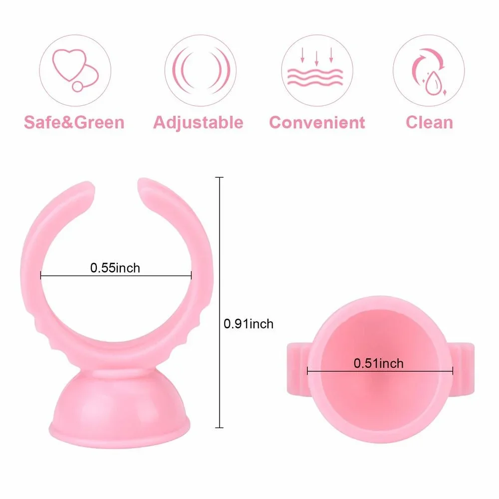 500Pcs Disposable Eyelash Extension Pink Glue Rings Holder Pallet Container Wholesale Lashes Accessories Ring Cup Tattoo Pigmen