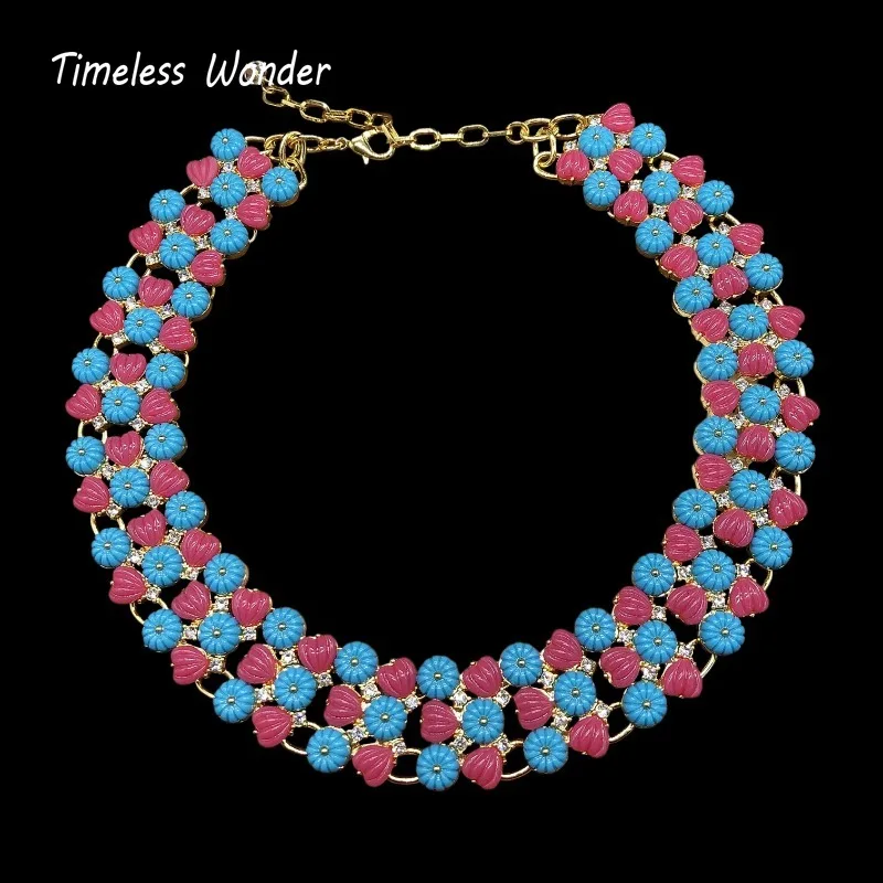 Timeless Wonder Fancy Zircon Jelly Glass Geo Pave Necklace Women Designer Jewelry Runway Trendy Art Deco Fresh Sweet Set 4526