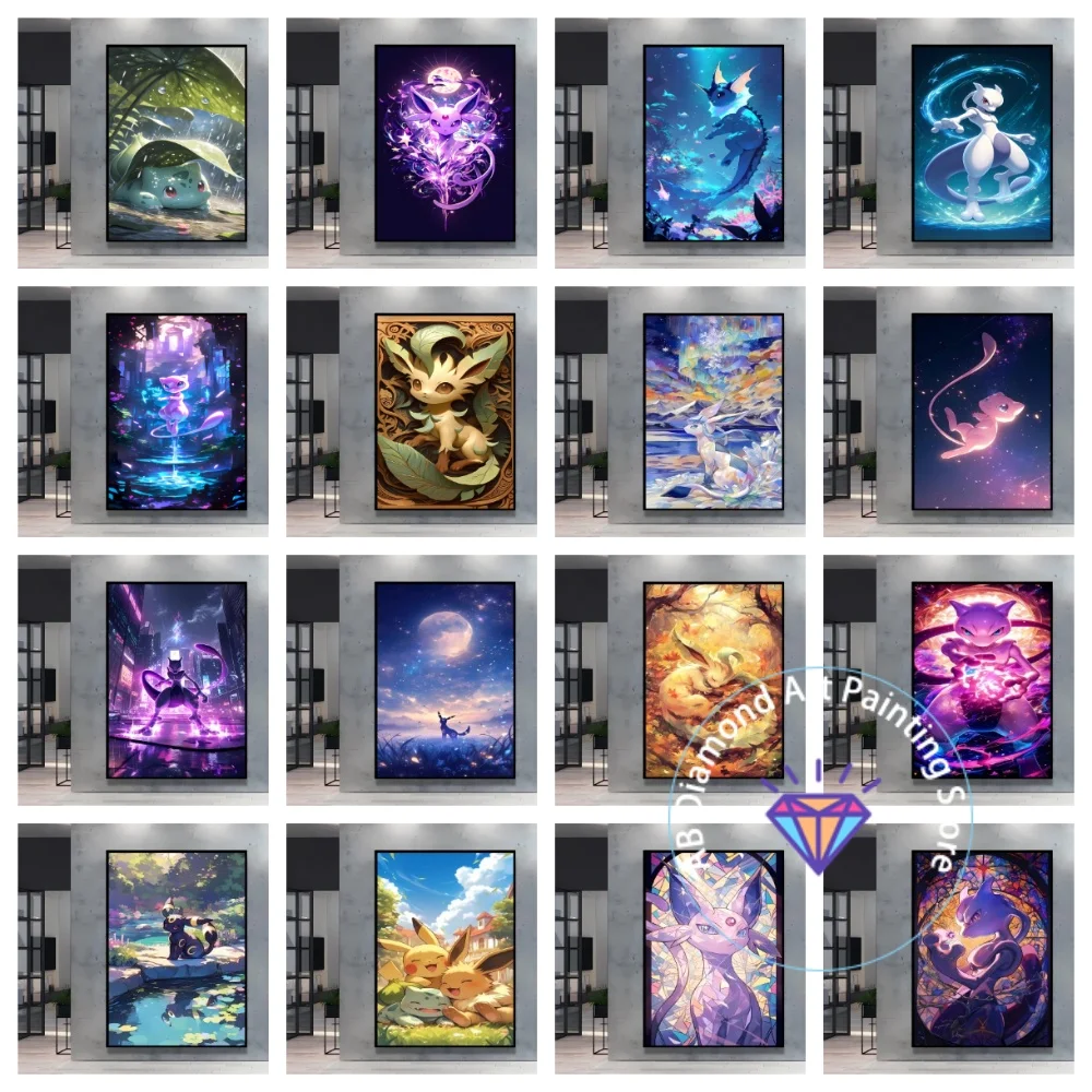 

Japanese Anime Pokemon Mewtwo Cartoon Character Square Round AB Diamond Painting Kit 5D DIY Handmade Art Crafts Home Decor Gift