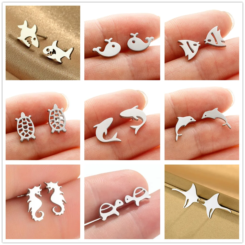 small shark marine animals earrings for women 2026 trend Auricular Cartilage Ear Piercing stainless steel cartilage earrings