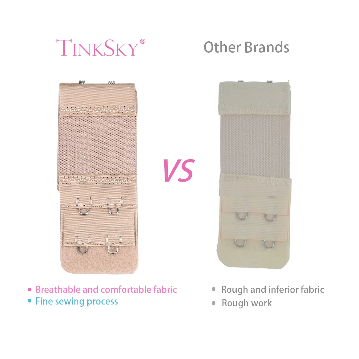 Estensori per Reggiseno a 2 Ganci e 2 File, Elastici in Cotone con Acciaio Inossidabile, Nero Bianco Nude, Regolabili, Riduce le Dimensioni