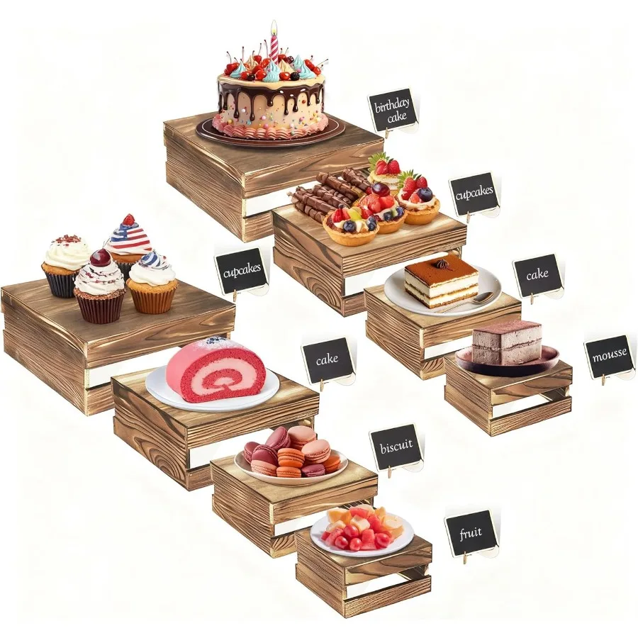 

Набор деревянных подставок для фуршета в деревенском стиле с мини-досками для письма мелом — подставки для тортов и десертов разных размеров (8 шт. (8,0 дюймов, 7,0 дюймов, 6,5 дюймов, 5,5 дюймов))