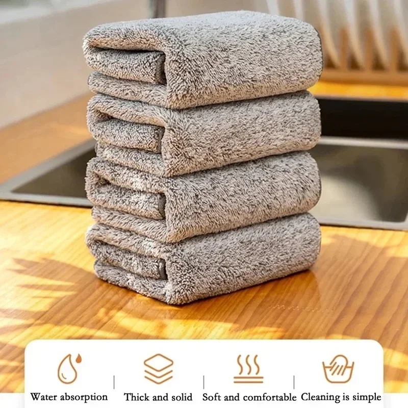 Cleaning Cloths Dishcloth Washing Super Absorbent Bamboo Charcoal Anti-grease Wiping Household Microfiber Towel Kitchen Rags