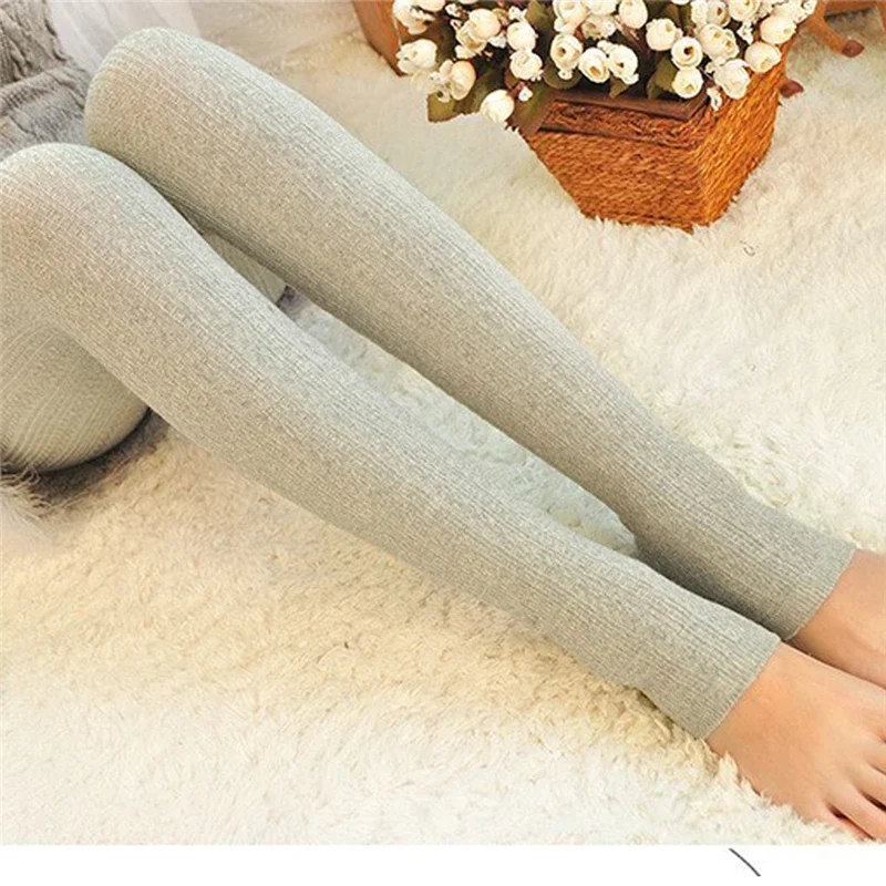 Autumn Winter Pantyhose Cotton Knitted Stockings Candy Color Women Warm Twist Striped Women Tights 2 Designs Footless Tights