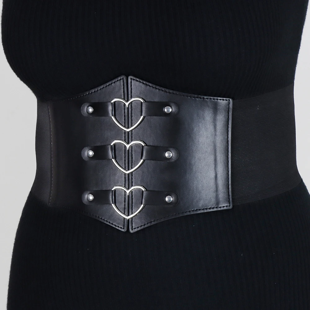 Plus Size XXL gonna da donna cintura decorativa corsetti moda cintura larga elastica cinture in pelle PU di lusso cintura in stile gotico
