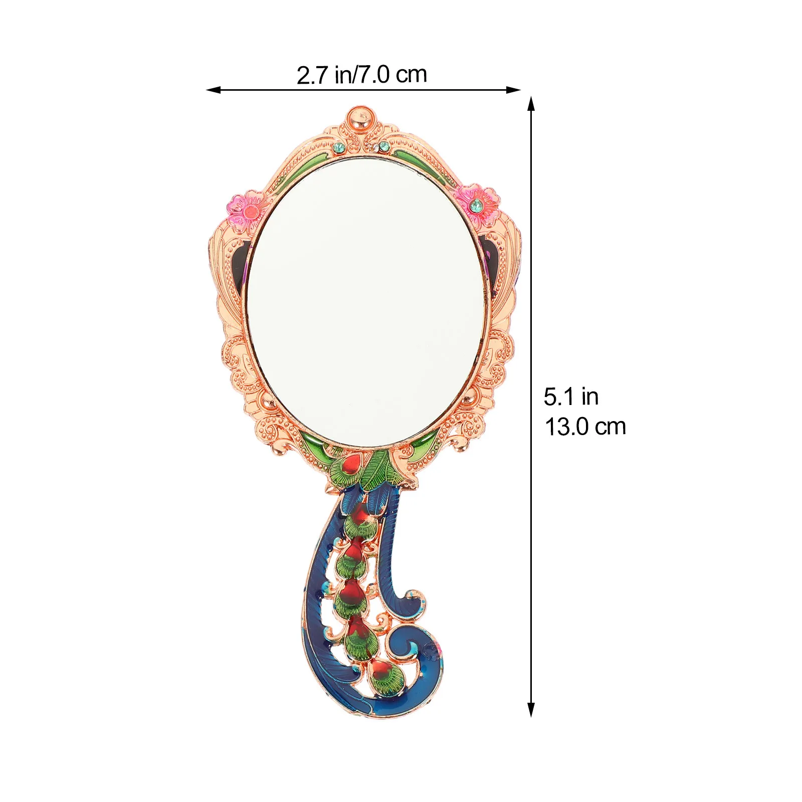 Set di pettini per specchio in metallo retrò da 2 pezzi, specchio cosmetico portatile per donne, ragazze, viaggi, feste, picnic, accessori alla moda