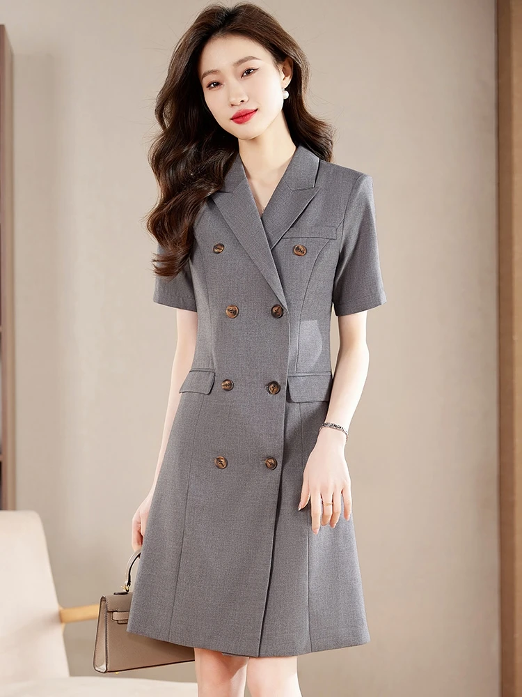 

Gray Workwear Dress for Women Commute Style Professional Large Size Summer New Arrival Fashionable Elegant Office Uniform