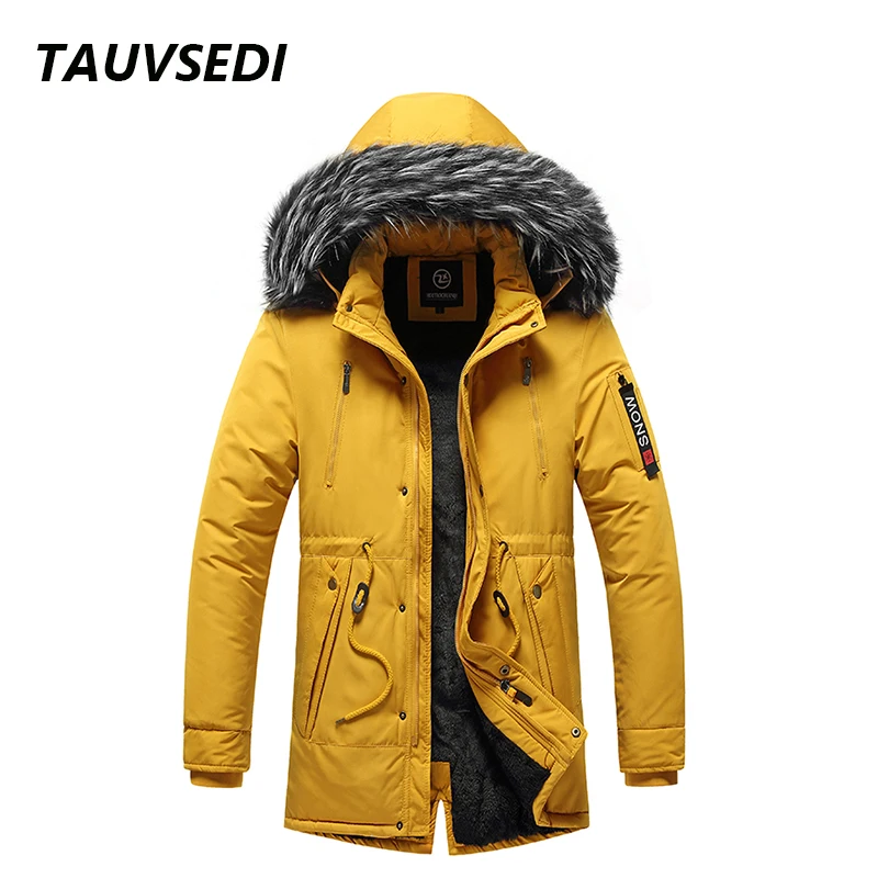 Giacca invernale da uomo calda da uomo in cotone antivento casual Parka giacca cappotto da uomo collo in pelliccia addensare capispalla giacca con cappello staccabile da uomo