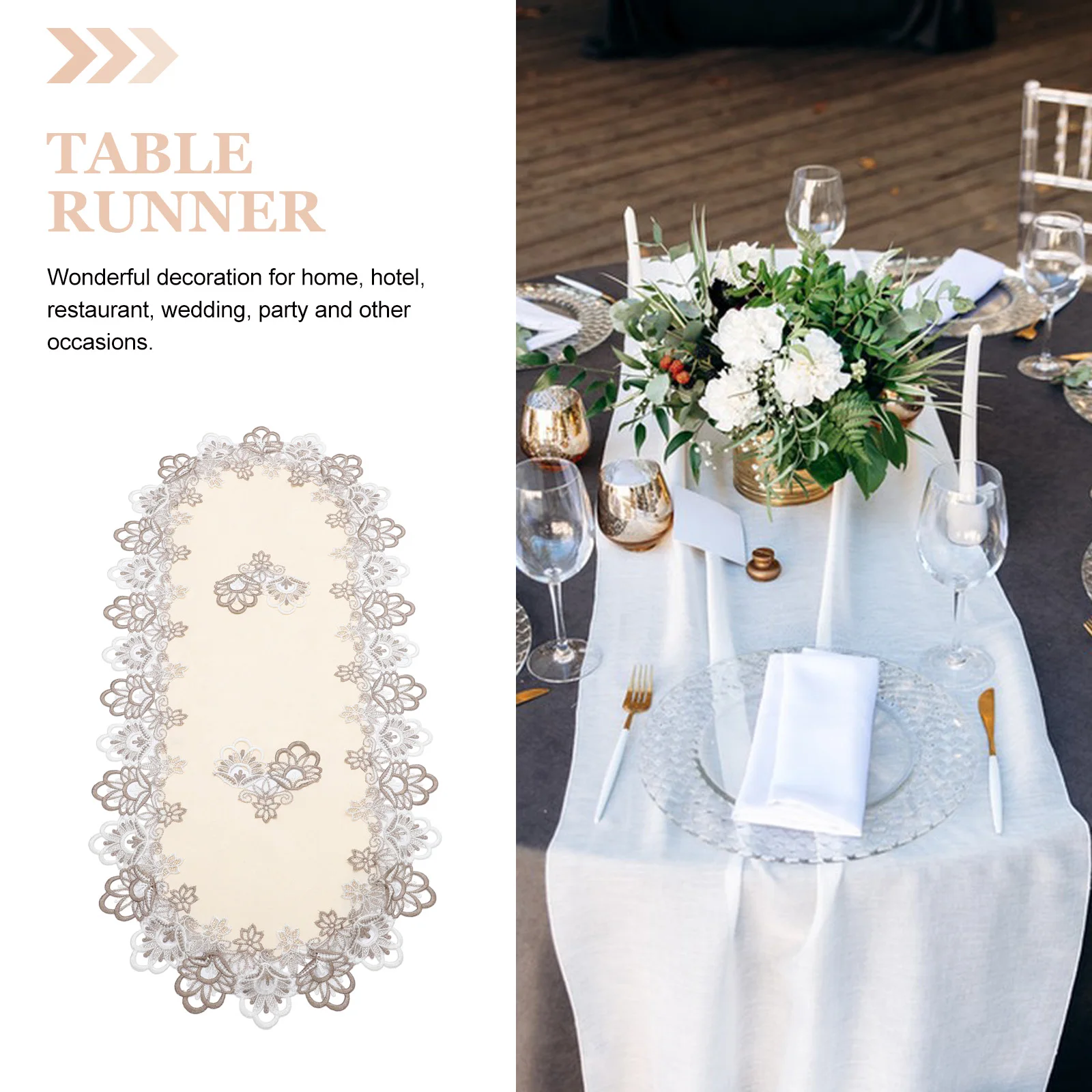 

1 Soluble Lace Tablecloth Elegant Oval Doily Table Runner Rectangle Decorative Cover for Cabinet Dresser Book