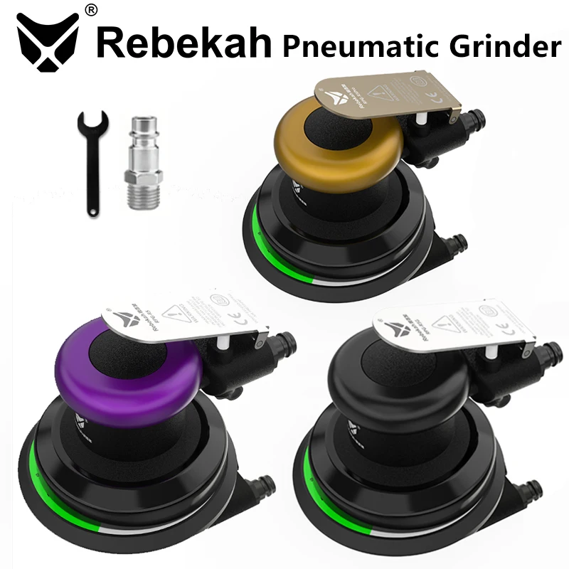 Rebekah lixadeira orbital pneumática moedor de ar 125mm/150mm vácuo excêntrico polimento/máquina de moagem ferramentas pneumáticas sem vácuo