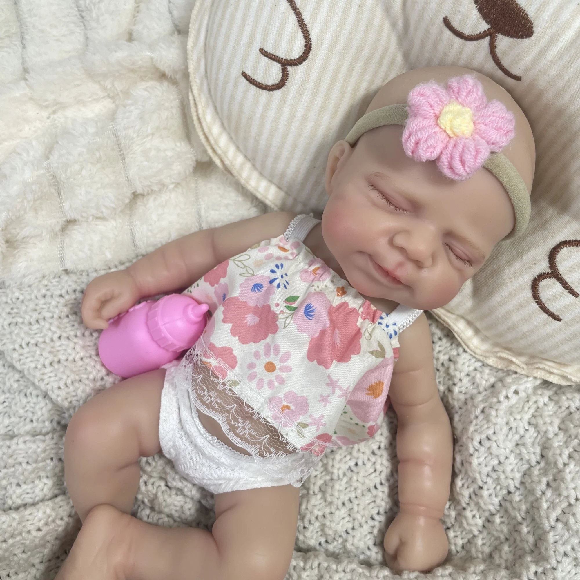 13 Inch Mini Pascale Reborn Doll Full Solid Silicone Body Adorable Doll Toy Birthday Christmas Gift