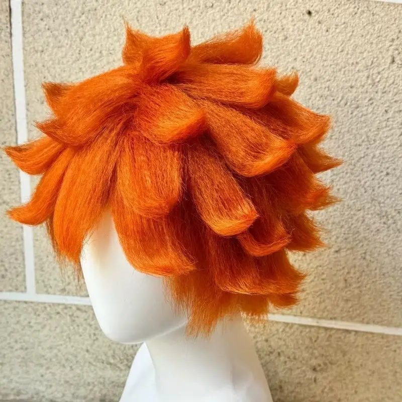 Haikyuu!! Peluca de cosplay Shoyo Hinata, peluca completa de anime esponjosa y puntiaguda naranja para niño de voleibol