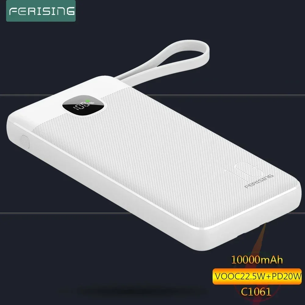 

FERISING 10000 мАч 22,5 Вт PD20 Вт Power Bank | VOOC/SCP Быстрая зарядка для Xiaomi/iPhone15/Huawei | Портативное внешнее зарядное устройство