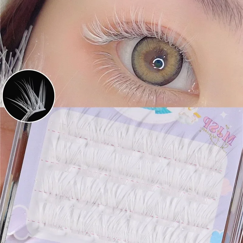 Colorful Individual Bundles Lashes DIY White Blue Fluffy Eyelash Extension Natural Faux Mink Lash Cluster False Eyelashes Makeup