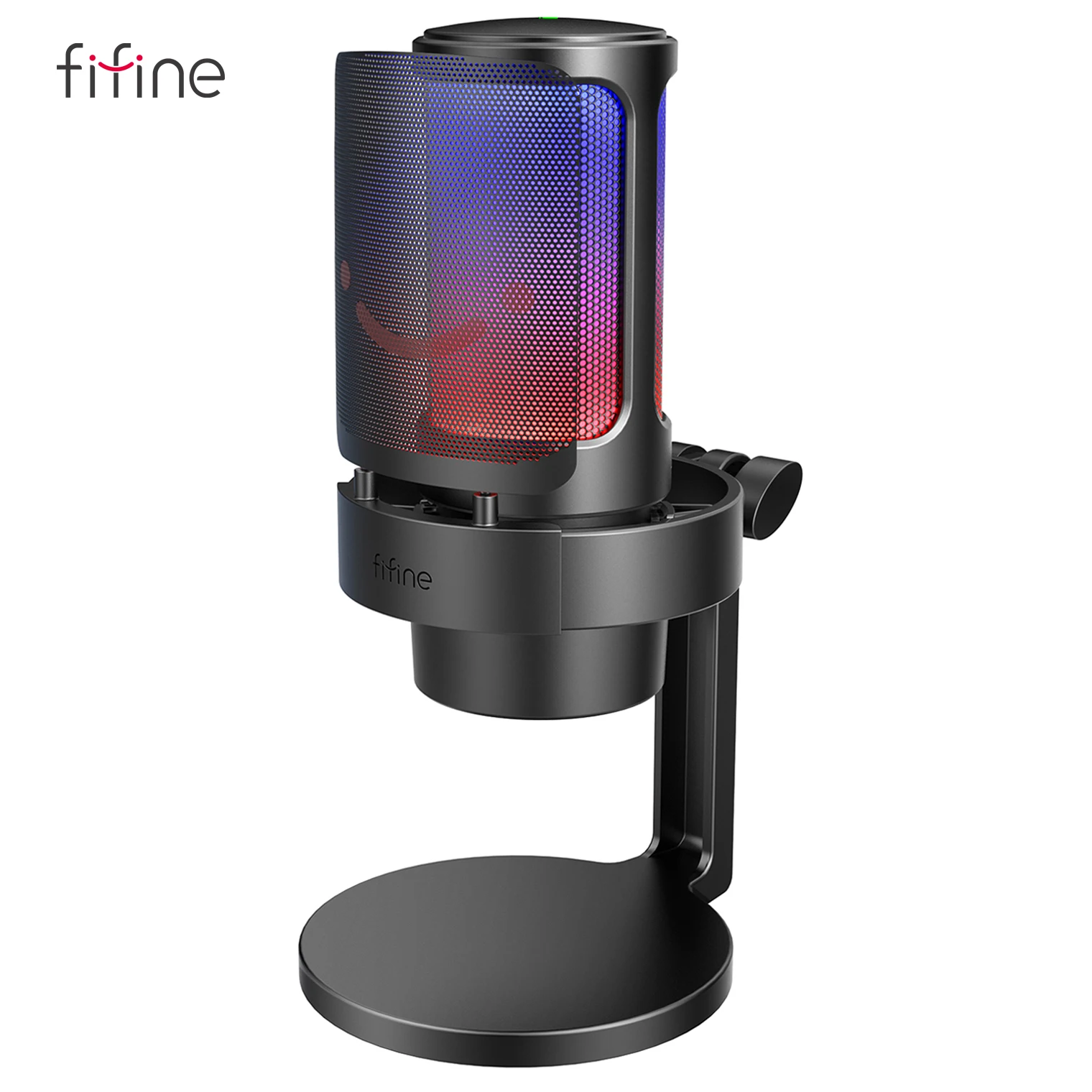 FIFINFIFINE USB Gaming Microfono para PC Mac PS4 PS5, RGB Condensador Micrófono per Streaming,Podcasts, con Control RGB A8