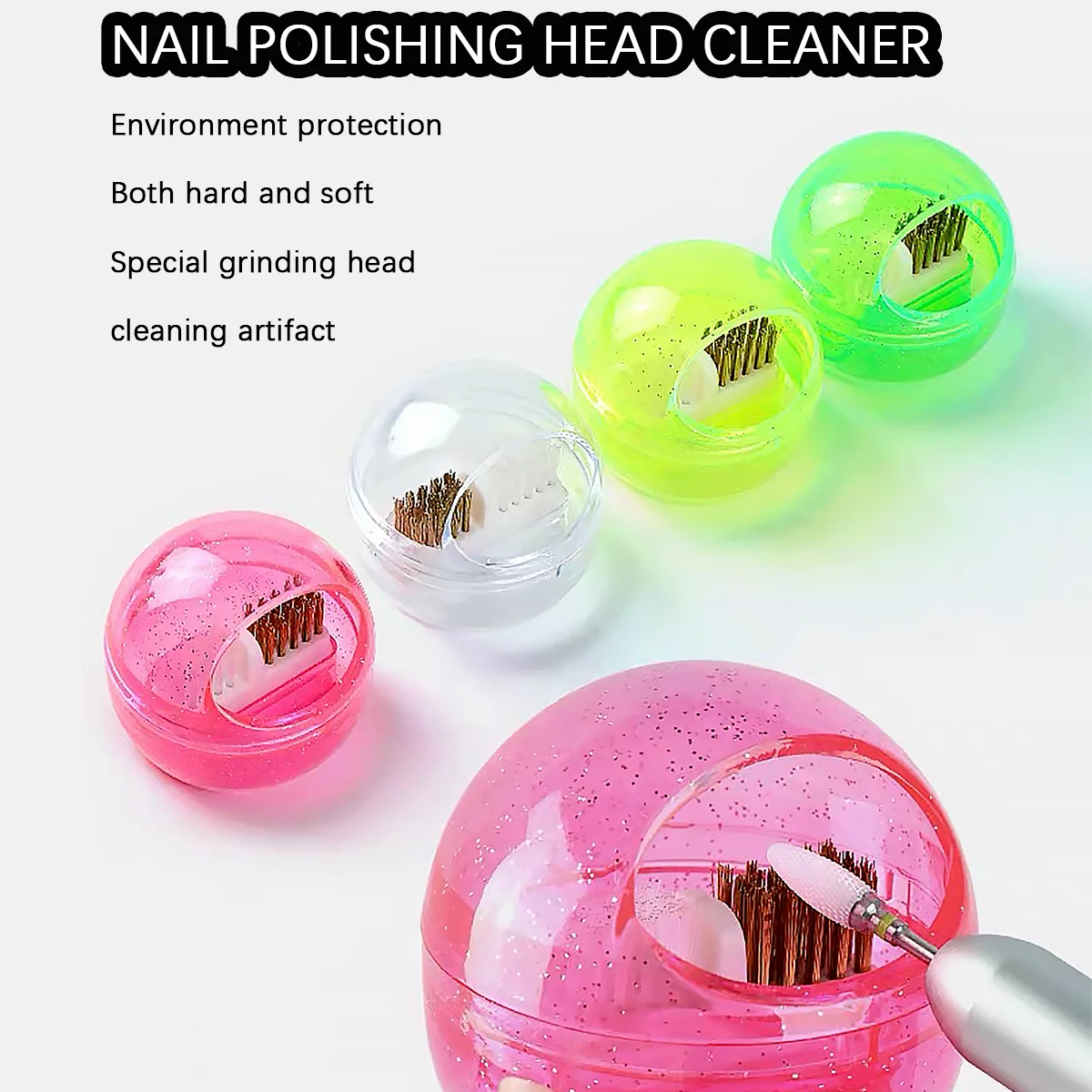 Manicure Nail Drill Bits Cleaning Box with Detachable Dual-Use Soft & Hard Wire Brush - Effective Cleaning Tool for Nail Care