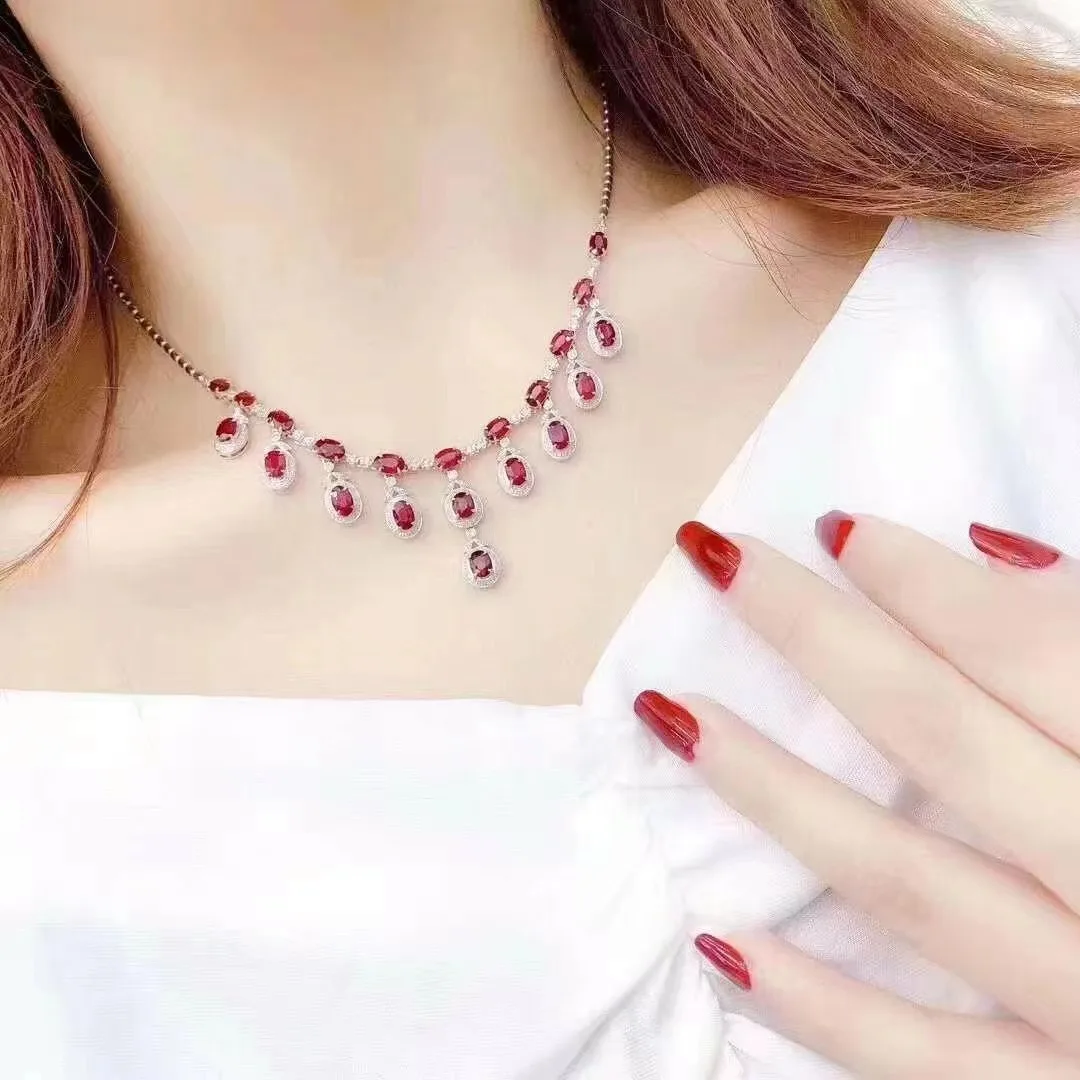 High Garde Luxury Fashion Ruby necklace 100% Origin and natural  and Real ruby 925 sterling silver