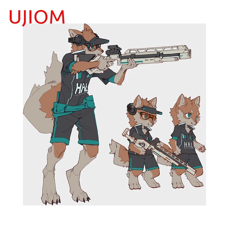 UJIOM 13cm X 12.9cm Cool Cartoon Furry Dogs Wall Sticker Lovely Puppy Room Decoration Decals Creative Game Room Bedroom Murals