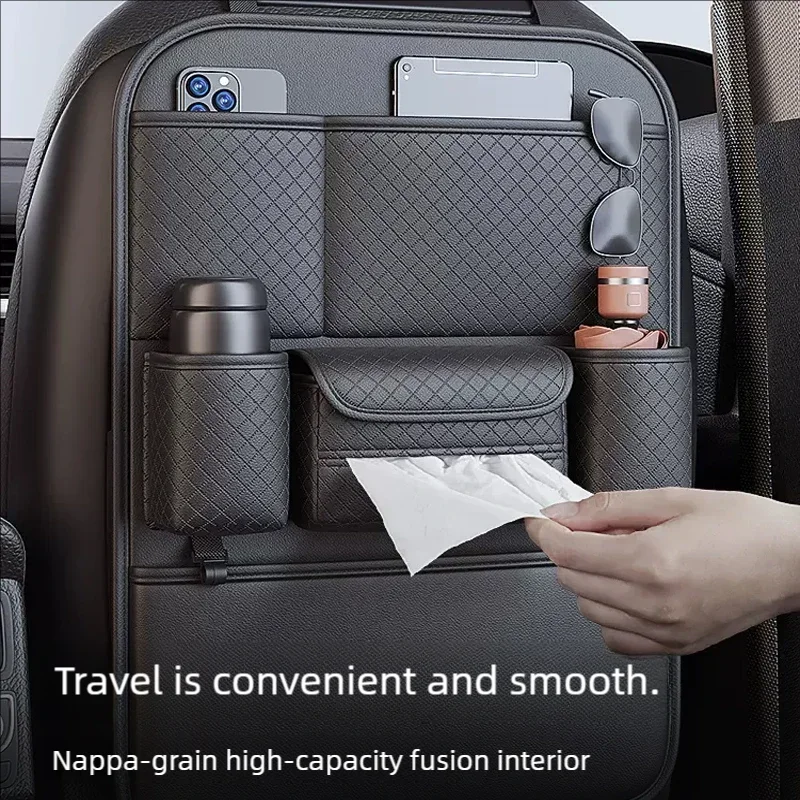 JFBONIN Car Seat Back Organizer - High-Capacity Multi-Pocket Backseat Storage Bag Wear-Resistant Anti-Kick Mat for Vehicle Inter