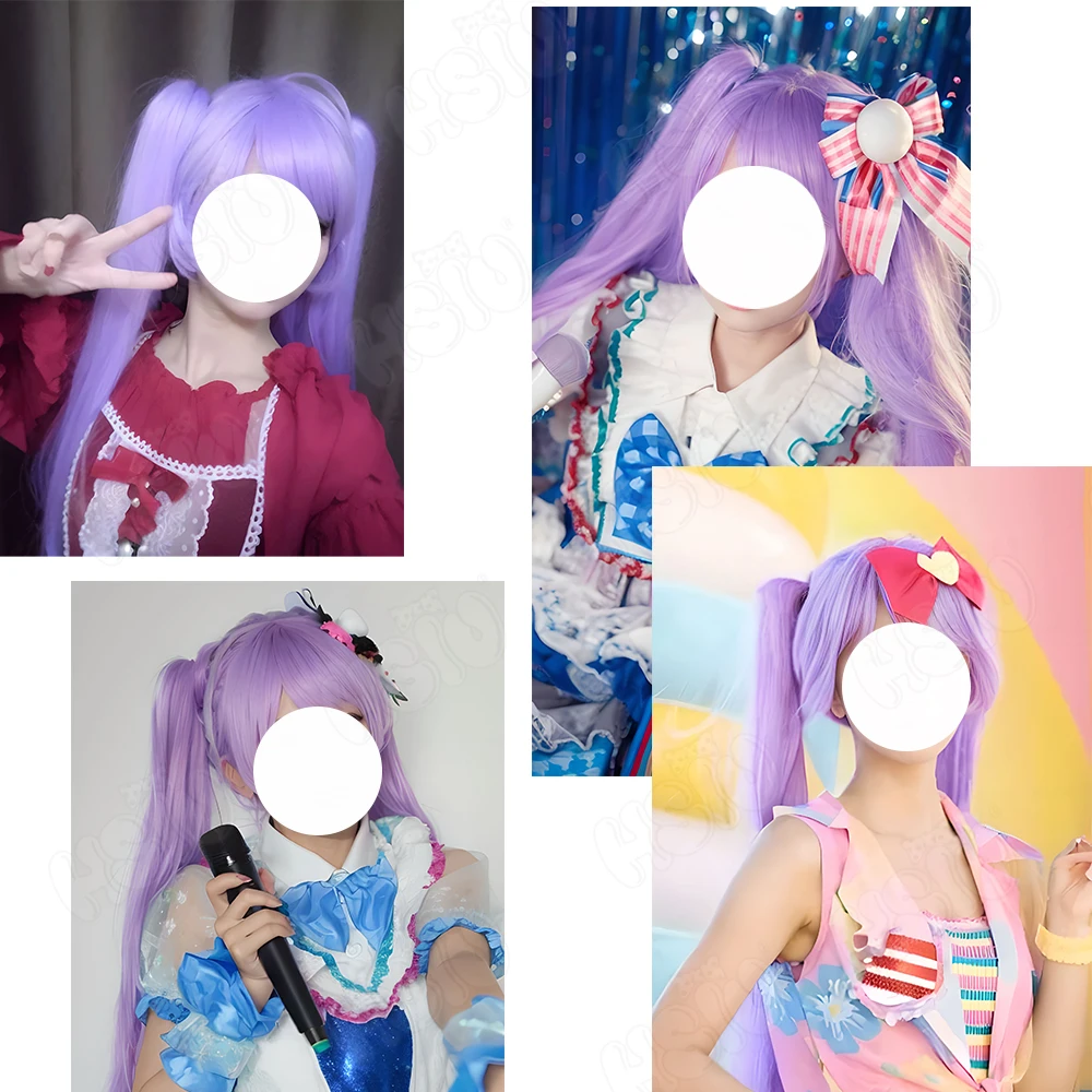 Manaka Laala cosplay Wig Fiber synthetic wig Anime Pripara Cosplay「HSIU 」taro purple ponytail long Wig+Wig cap