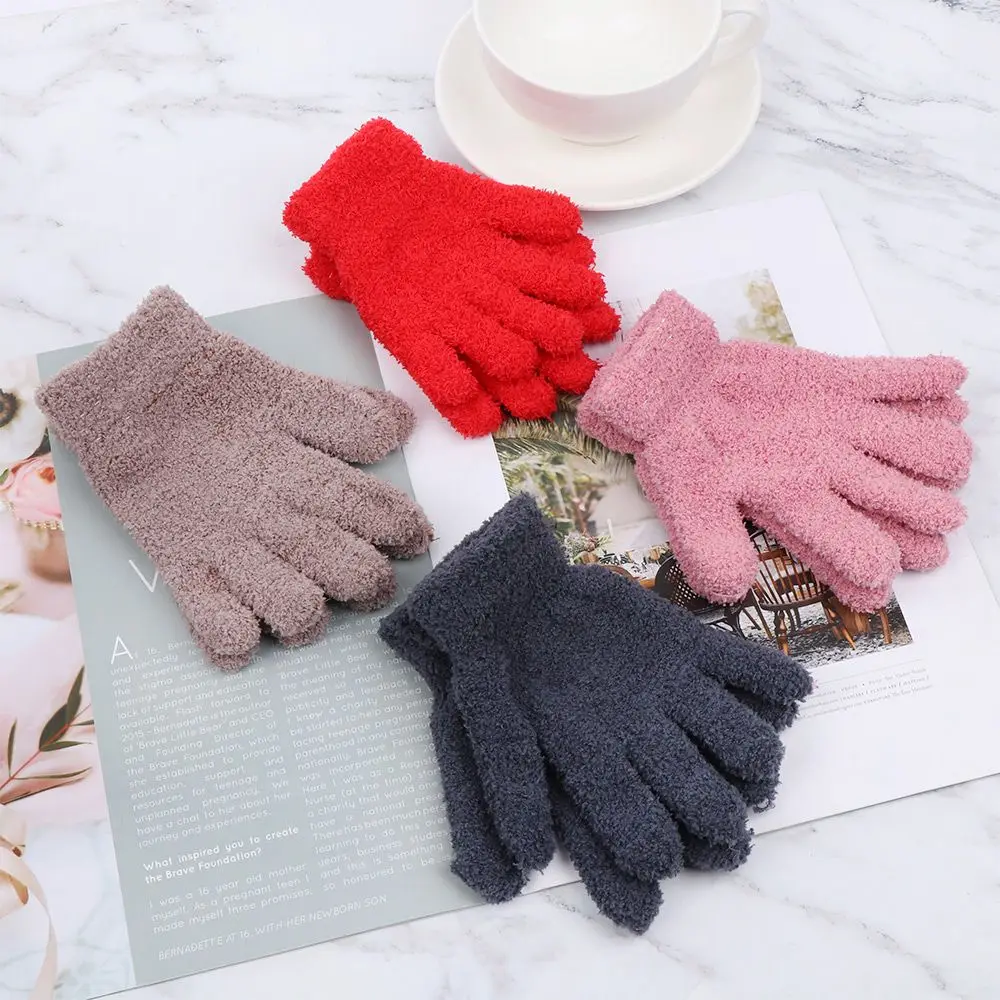 0-11 Years Old Winter  Lovely Cartoon Candy Color Coral  Mittens  Gloves Full Fingers