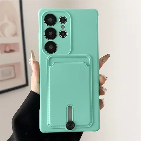 Funda de silicona suave para Samsung S25 S24 S23 S22 S21 Ultra Plus FE funda con tarjetero para Samsung A56 A55 A72 A36 A53 A35 A54