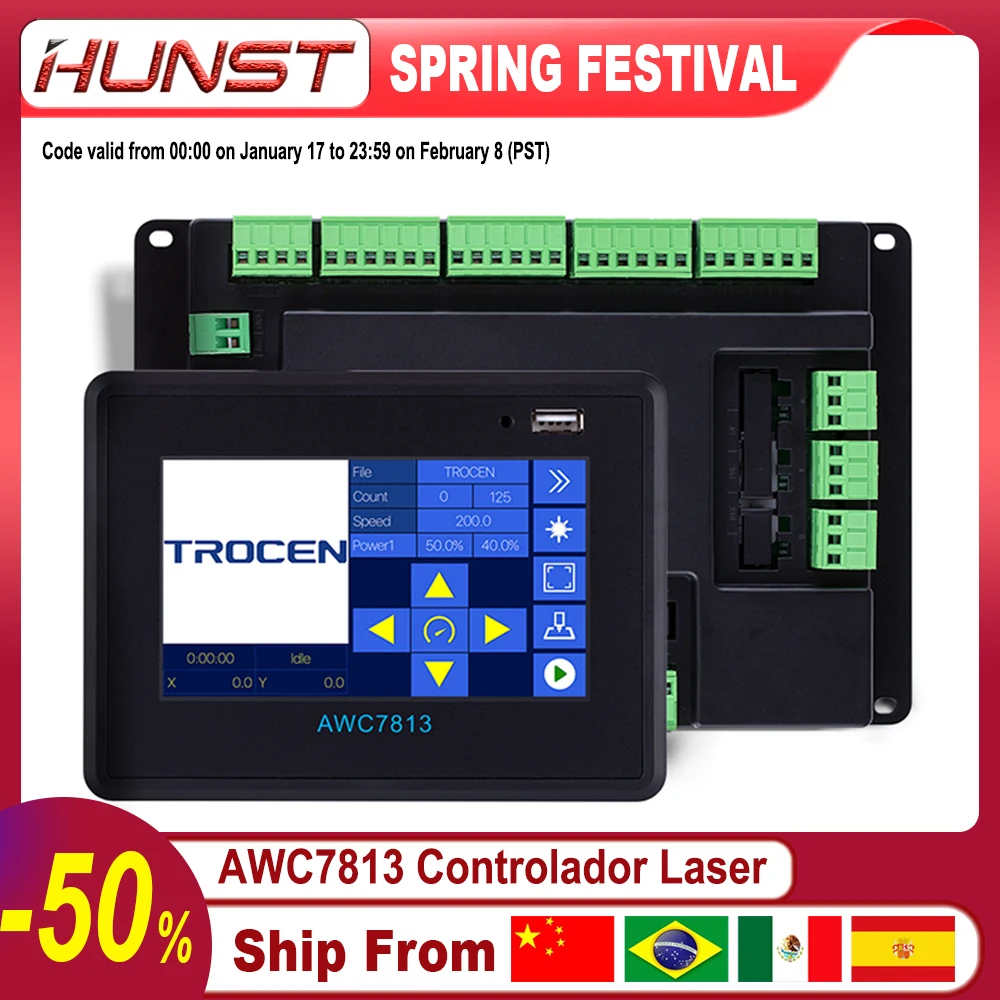 HUNST Trocen AWC7813 Co2 Laser Controller DSP Control System DIY Laser Control Replace AWC608 AWC708 6442G 6445G