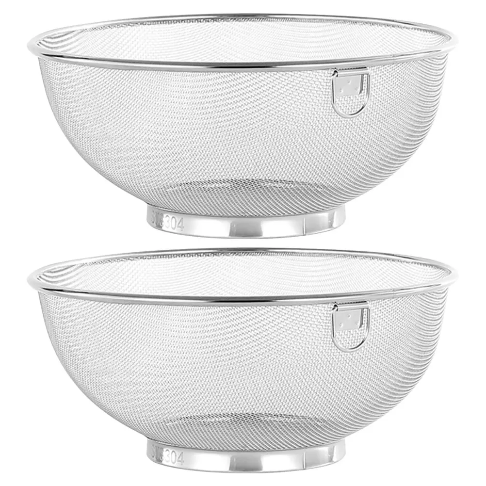 

2Pcs 18cm Stainless Steel Mesh Strainer Kitchen Oil Filter for Frying Soy Milk Juice Food Draining Basket Kitchen Oil Strainer
