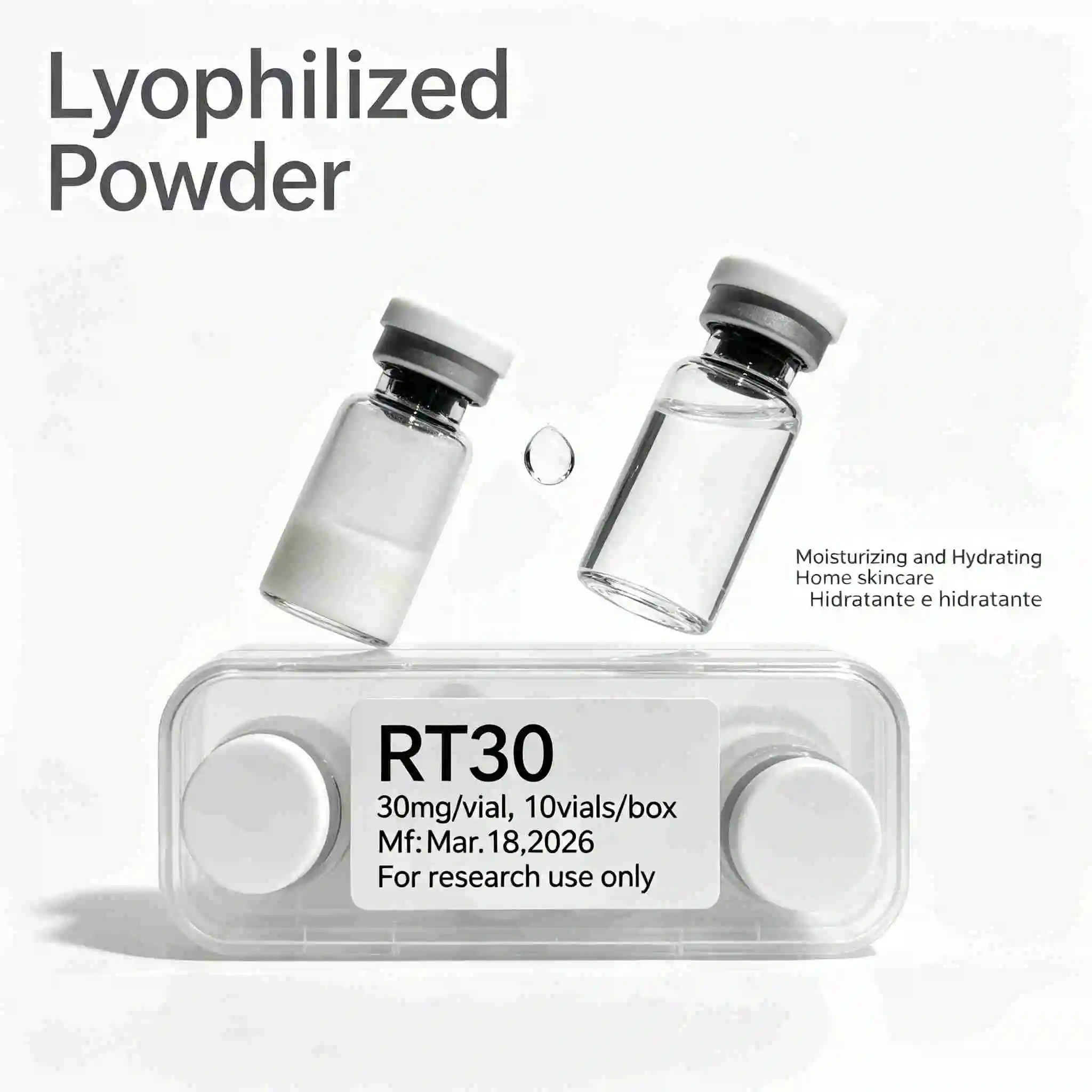 (Random Cap Colors)  RT Lyophilized Powder 10 vials/1 box Facial Home Skin Care Repair Skin Freeze Dried Powder