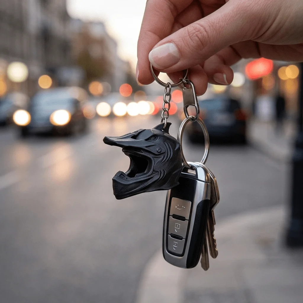 3D Printed Shark Fin Mini Motorcycle Key Decoration Rugged Matte Black Off Road Car Model Gift Suitable for Riders Gamers Men