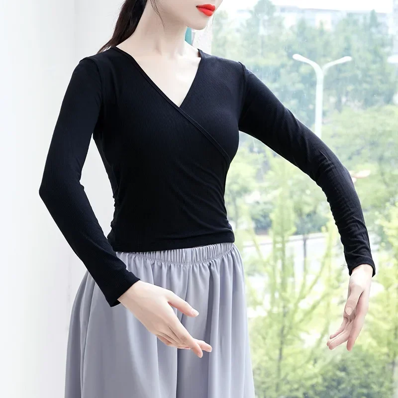 เต้นรําเสื้อผ้าผู้หญิงสายรัดสั้น SLIM-Fit Latin JAZZ โมเดิร์นคลาสสิก Body ผู้ใหญ่ Art Test TOP