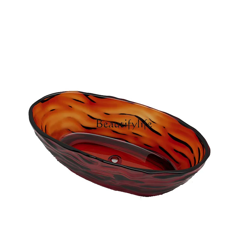 

Transparent color resin integrated independent bathtub household simple dream cream wind