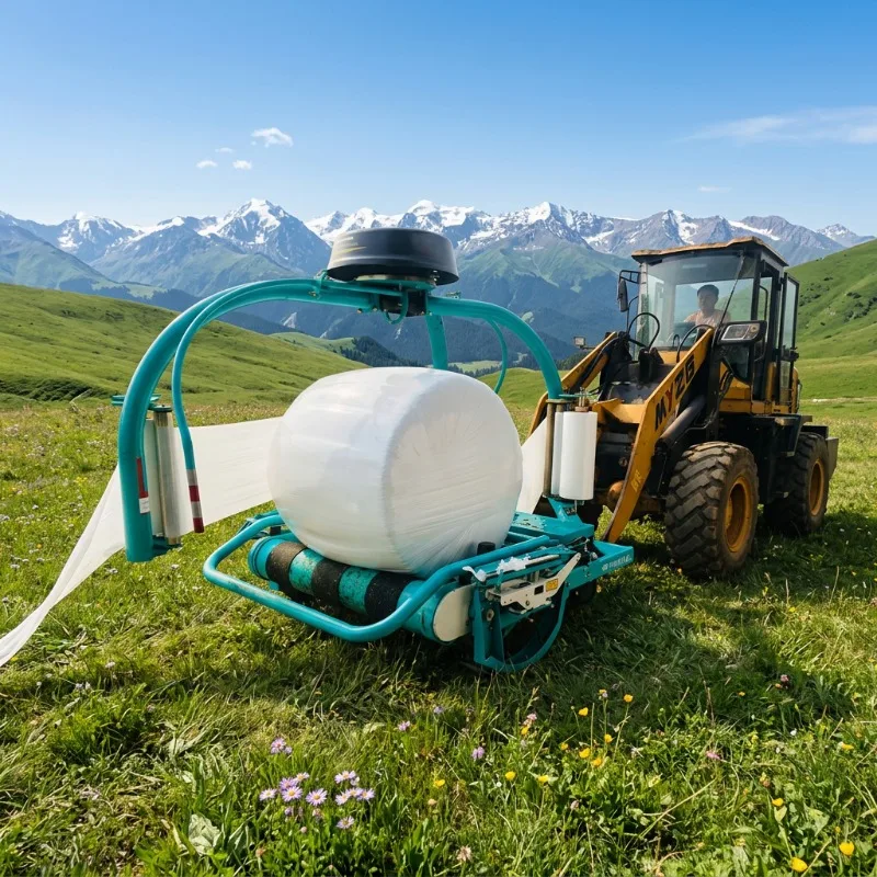 Three-Point Suspension Silage Bale Wrapper With Electro-Hydraulic Control System For Tractor Mounted Farm Operation