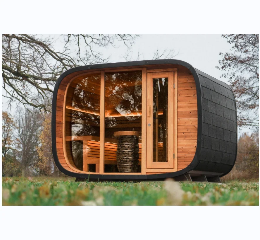 YLF Outdoor Smart Sauna and Sitting Area Chalet Prefabricated Cedar Barrel