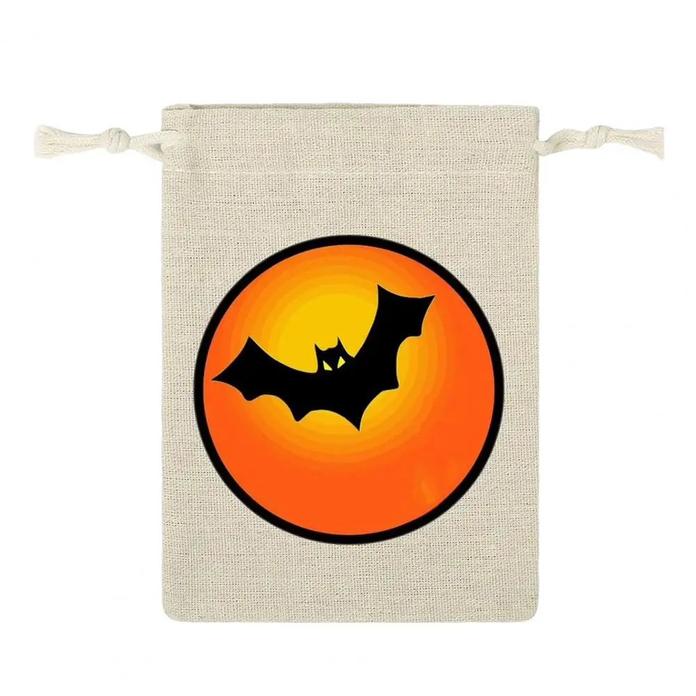 Retro Style Candy Sack Halloween Burlap Gift Bags Set 10 Pcs Drawstring Candy Bags for Trick or Treat Party Favors Decoration