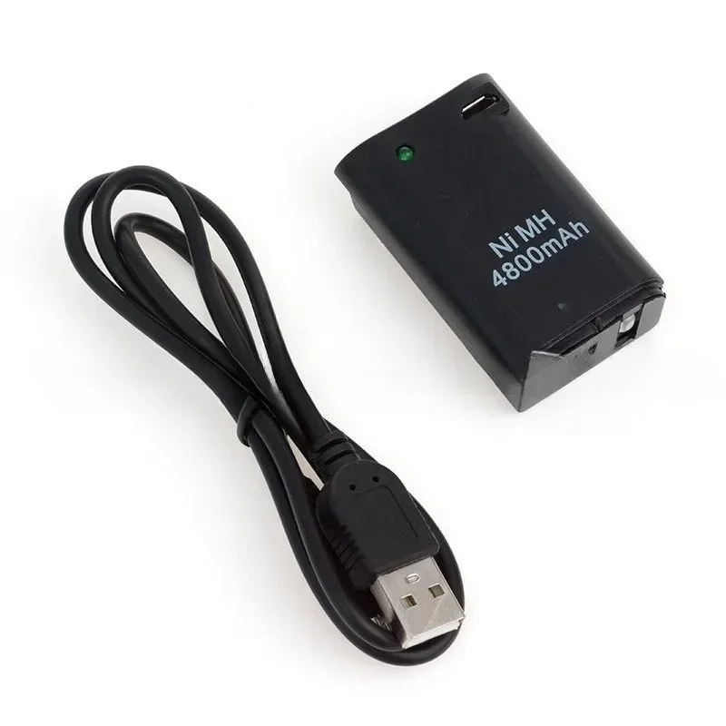 4800mAh Rechargeable NI-MH Battery Pack Black for Xbox 360 Wireless Game Controller Gamepads with USB Charging Cable