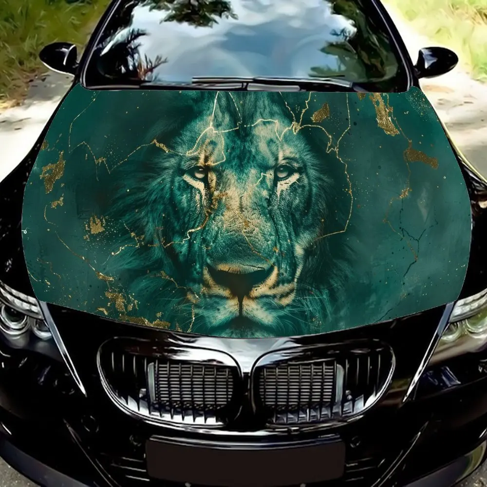 

High Energy Glorious Lion Shadow Car Hood Wrap Color Vinyl Sticker Truck Graphic Bonnet Auto Accessories Decoration Decal Gift