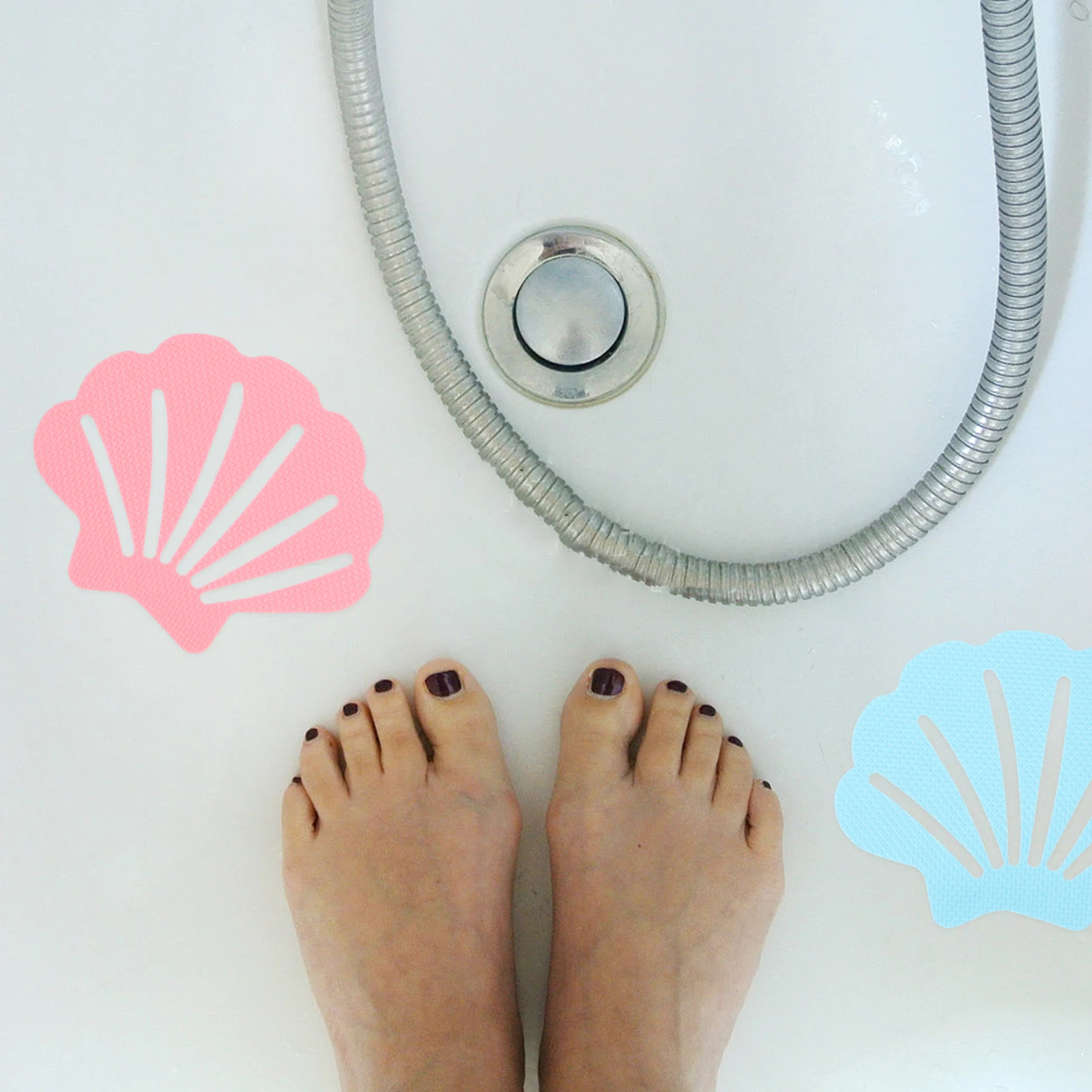 

1 set PEVA Anti-slip Stickers White 6 Pink 6 Blue Scraper Bathtub Shower Floor Decals Non-slip Tiles Cartoon Sea Animal