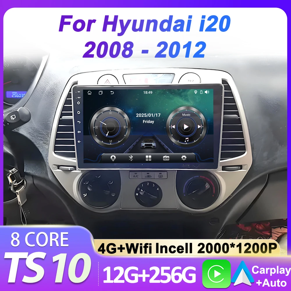 

2din Car Android For Hyundai i20 2008 - 2012 Wireless Android Auto Radio Carplay Intelligent Car Systems GPS Navigation 5G Wifi
