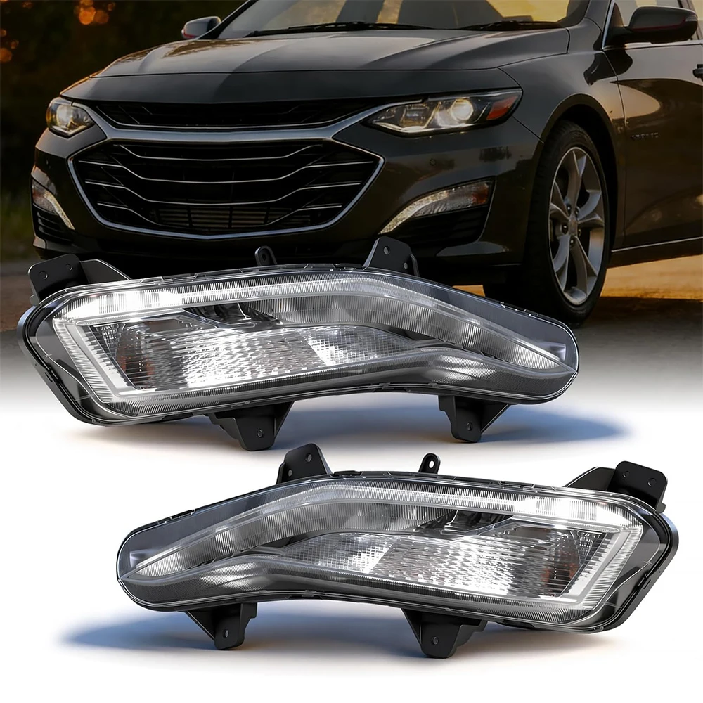 

LED Fog Lights for Chevy Malibu 2019 2020 2021 2022 DRL Light Front Bumper Driving Fog Lamps Assembly with Turn Signal Light