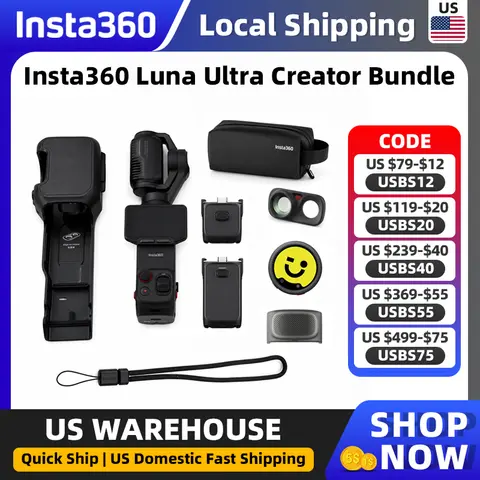 Insta360 Luna Ultra Creator Bundle Flagship dual-lens 8K gimbal Camera supports up to 12× zoom and 6× lossless zoom
