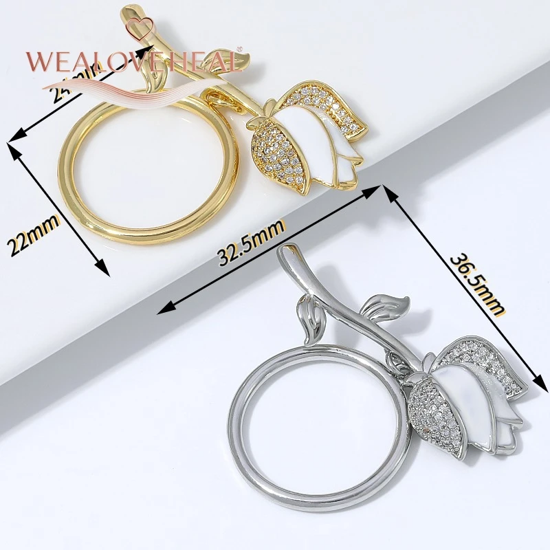 18K vergoldeter Messing-OT-Knebelverschluss, Rosenblüten-Emaille-Zirkon-Verschlüsse für Armbänder, Schmuckherstellungszubehör, DIY-Zubehör – Detail 16