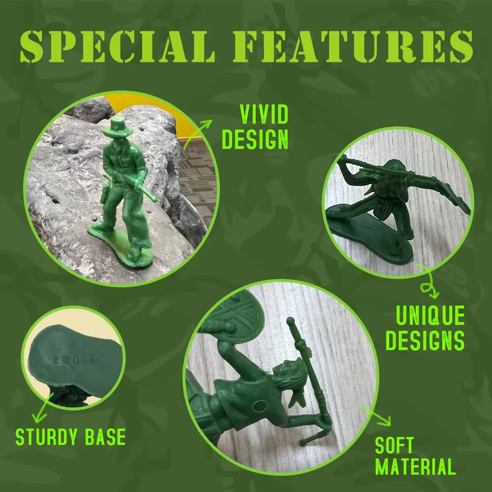 ViiKONDO Army Men Playset Indian vs Cowboy 50pcs Figure Soldier Wild Western Adventure Tiny Troops 6 Poses Wargame Gift for Boys