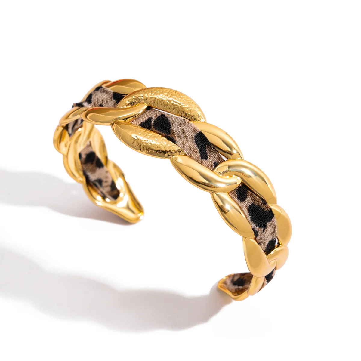 

Винтажный плетеный стальной браслет с леопардовым принтом, водонепроницаемый браслет из нержавеющей стали 18 карат, модные ювелирные изделия, подарок