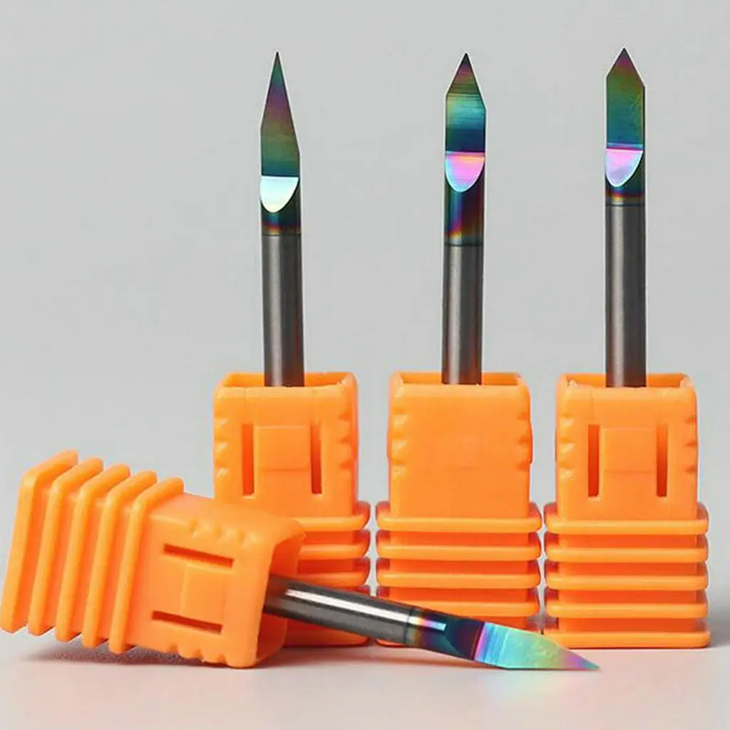 5PC Colorful Nano Coating Metal Engraving Tools Tungsten Steel Solid Carbide Milling Cutters CNC Router Bit Carving Cutting Wood